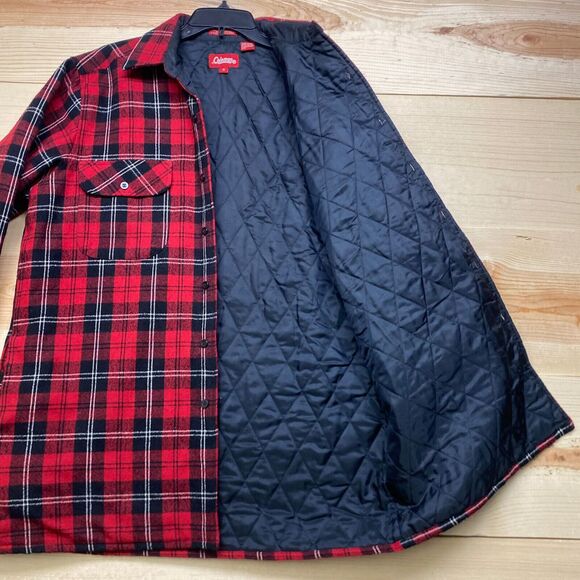 Vintage Coleman Shirt Medium Red Black Wool Blend Button Up Jac Jacket Plaid - Picture 5 of 14